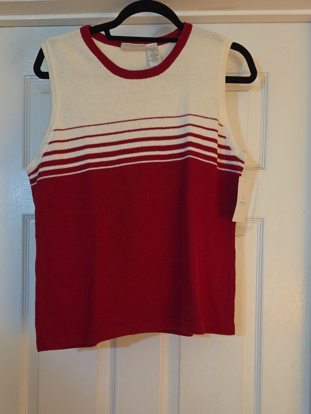 NWT-Liz Claiborne Red and White Striped Sleeveless Knit Tank